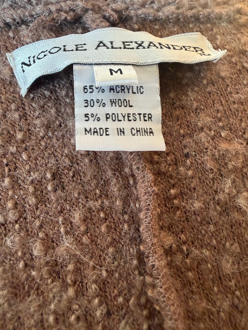 Nicole Alexander Brown Faux Fur Trim Bouclé Wool Blend Coat Winter Cozy Outdoors - Picture 4 of 4